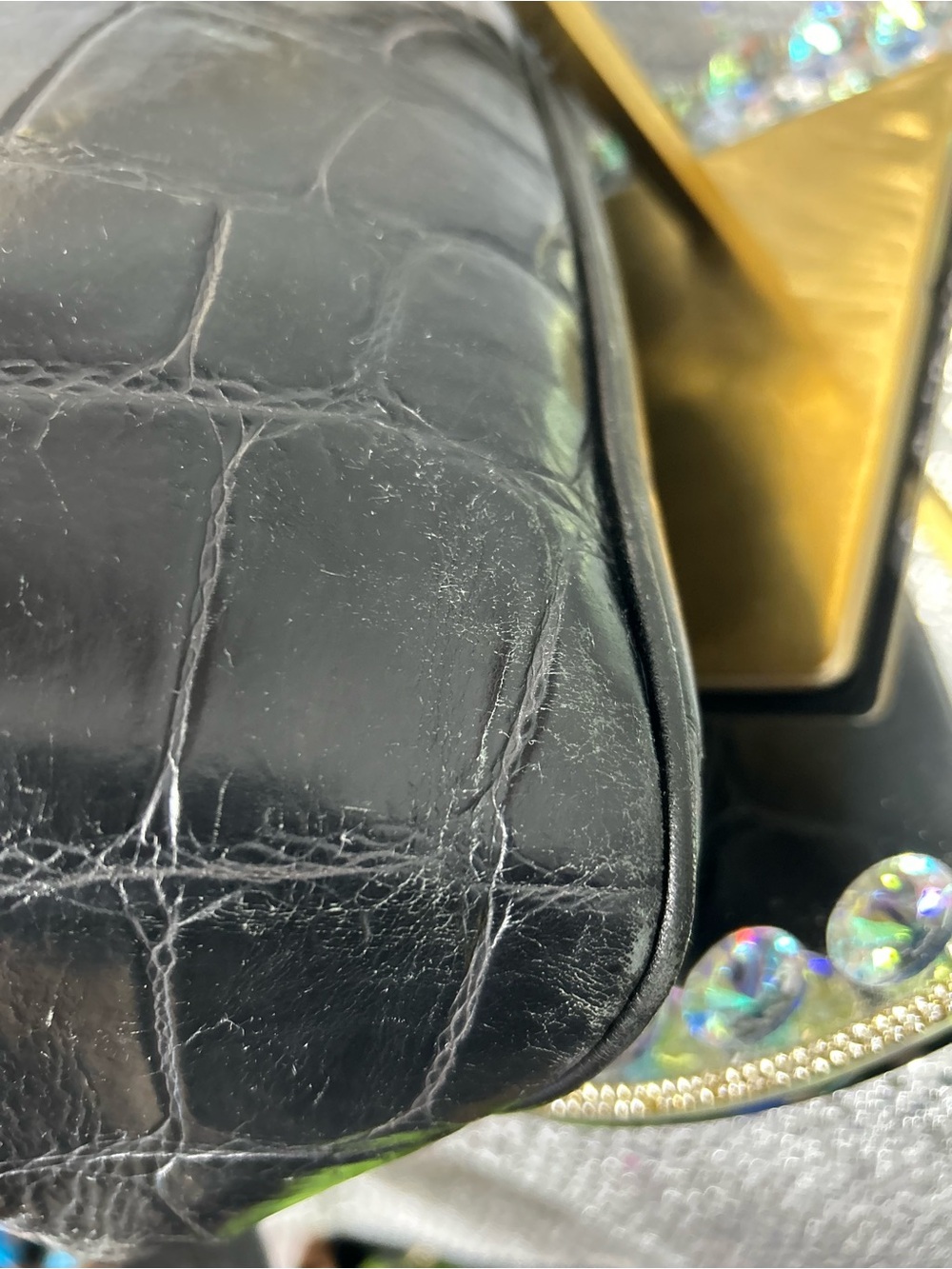 Dooney & Bourke Black Croc-Embossed Leather Shoulder Bag Approx. 15 x 7 x 5 - Picture 16 of 17